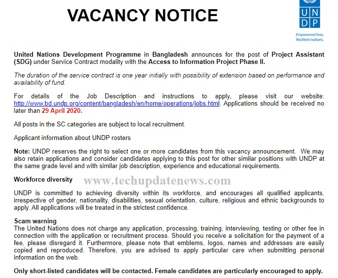 UNDP Job 2020
